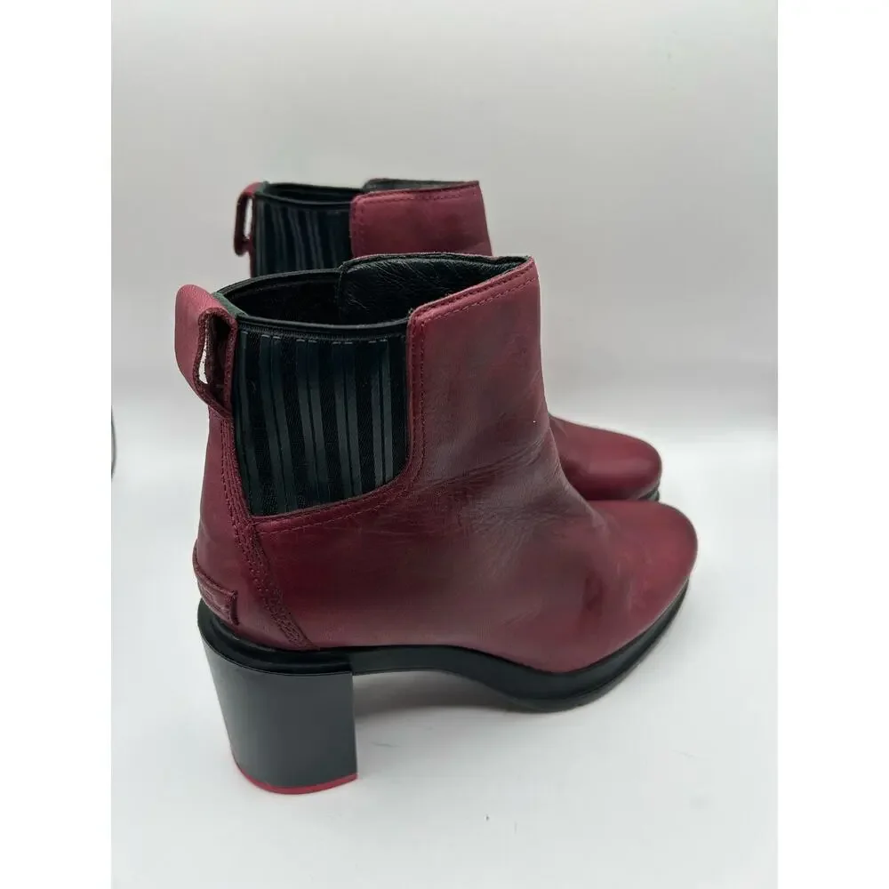 Sorel Rich Wine Margo Chelsea Block Heeled  Platform Boots Leather Women's Sz 9 - Picture 6 of 12